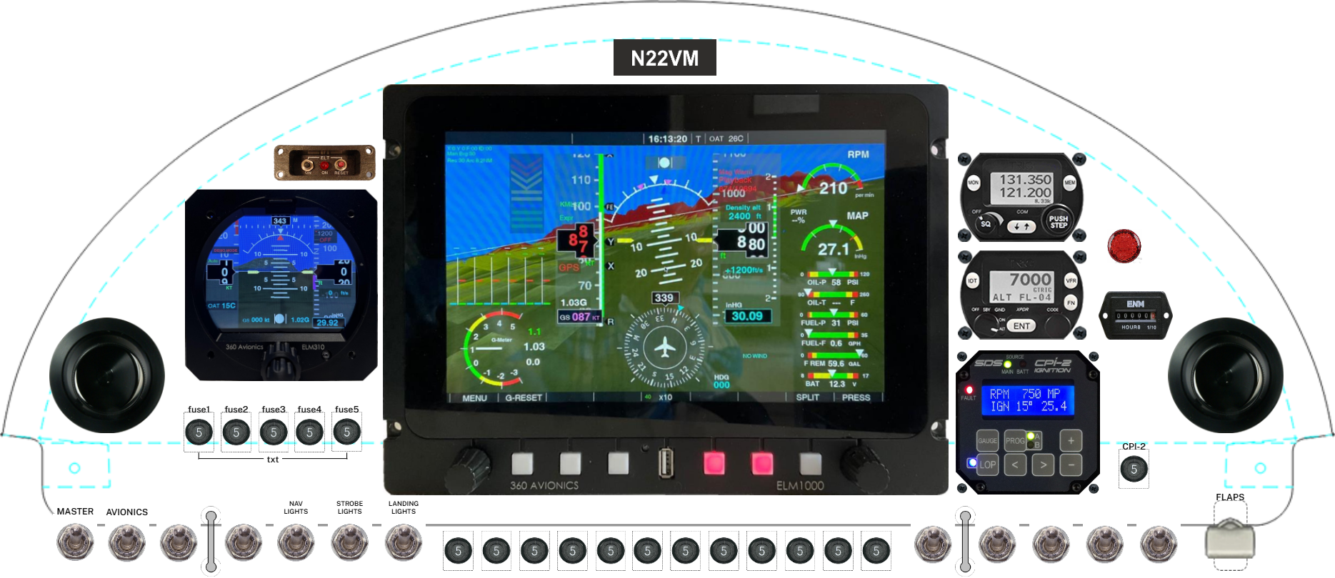 RV-4 panel designed in the Panel Designer