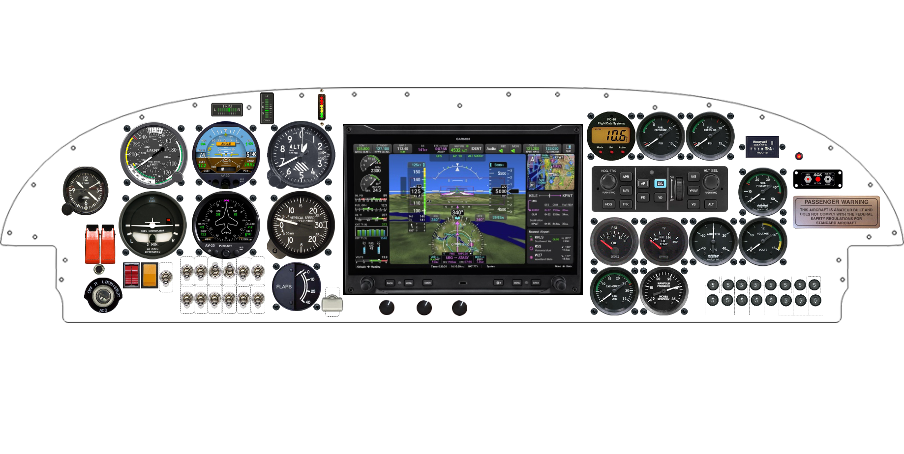 RV-7/9 panel designed in the Panel Designer