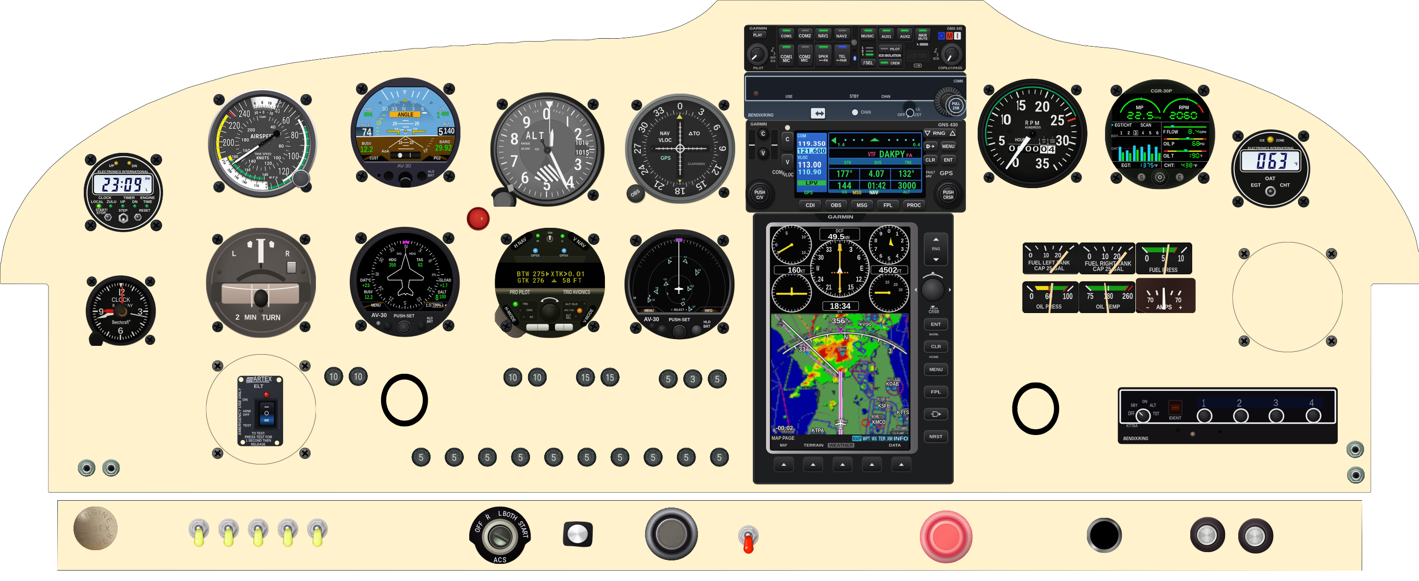 Cherokee 180C panel designed in the Panel Designer