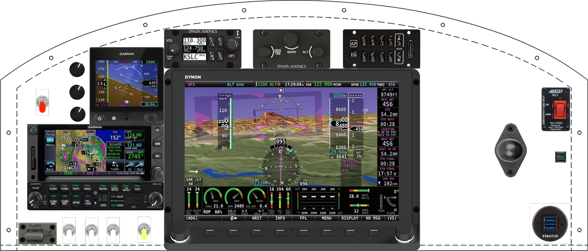 F1 Rocket panel designed in the Panel Designer