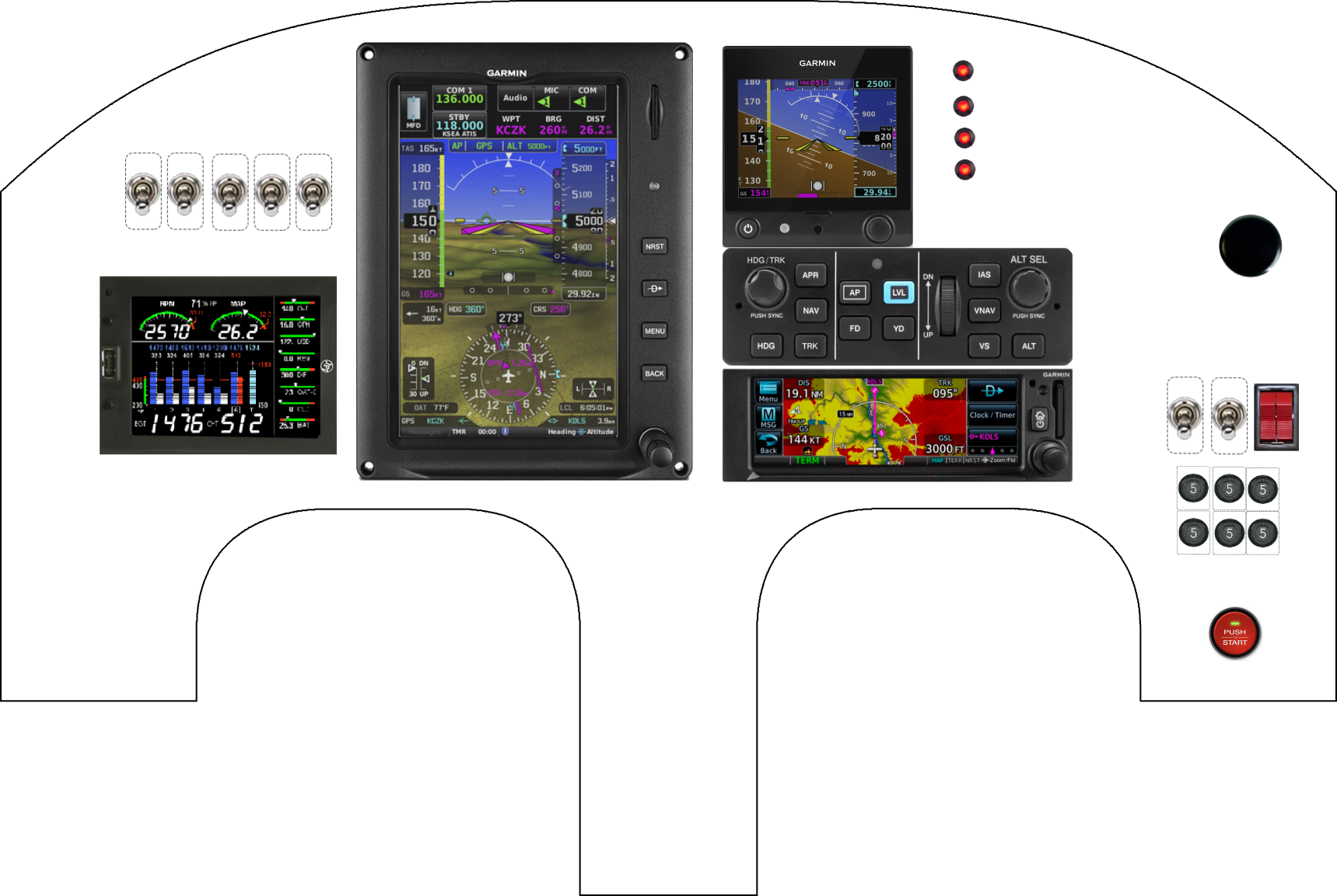 Long-Ez panel designed in the Panel Designer